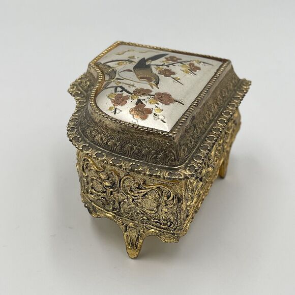 Vintage SANKYO Art Of Chokin Grand Piano Music Box WORKS 1940 - 1960 Japan Bird - Picture 7 of 13